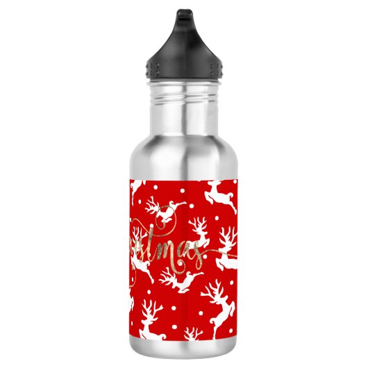 Vrolijk kerstrendierrood waterfles  (Rechts)