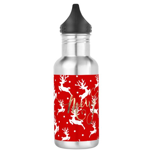 Vrolijk kerstrendierrood waterfles (Links)