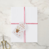 Vrolijk kerstrendierroze goud cadeaulabel (Met Touw)