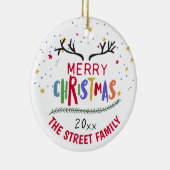 Vrolijk kerstrendiertje Antlers Achievement Ceram Keramisch Ornament (Rechts)