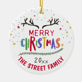 Vrolijk kerstrendiertje Antlers Achievement Ceram Keramisch Ornament