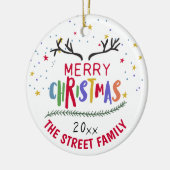 Vrolijk kerstrendiertje Antlers Achievement Ceram Keramisch Ornament (Links)