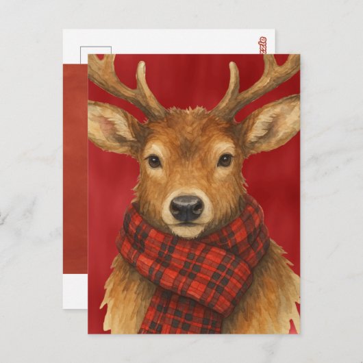 Vrolijk kerstrendiertje briefkaart (Voorkant / Achterkant)