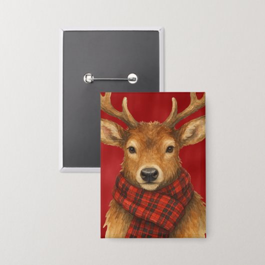 Vrolijk kerstrendiertje button (Voorkant / Achterkant)
