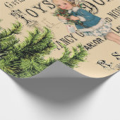 Vrolijk kerstrendiertje cadeaupapier (Hoek)