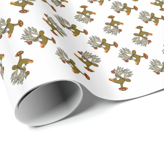 Vrolijk kerstrendiertje cadeaupapier (Rol Hoek)