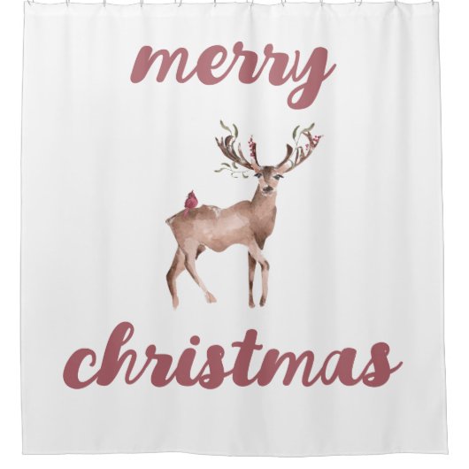 Vrolijk kerstrendiertje douchegordijn (Voorkant)