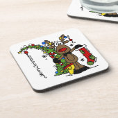 Vrolijk kerstrendiertje drankjes onderzetter (Linkerzijde)