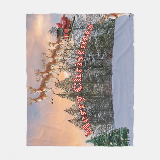 Vrolijk kerstrendiertje en Kerstman Fleece Deken (Voorkant)