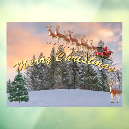 Vrolijk kerstrendiertje en Kerstman Raamsticker (Vel 3)