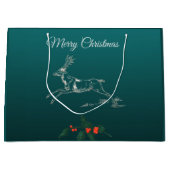 Vrolijk kerstrendiertje en mistletoe groot cadeauzakje (Voorkant)