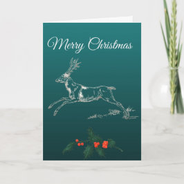 Vrolijk kerstrendiertje en mistletoe kaart