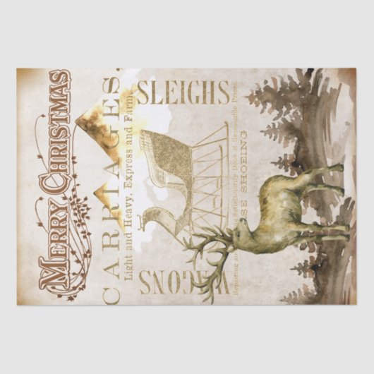 Vrolijk kerstrendiertje en Slaapse ontkoppeling Ti Tissuepapier (Voorkant)