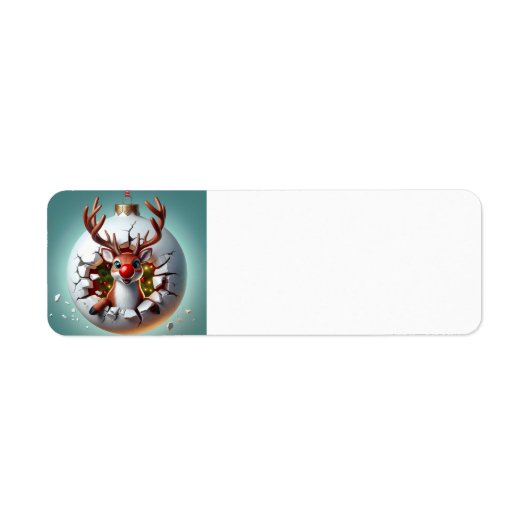 Vrolijk kerstrendiertje etiket (Voorkant)