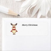 Vrolijk kerstrendiertje etiket (Insitu)