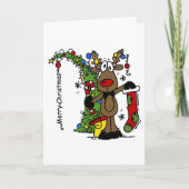 Vrolijk kerstrendiertje feestdagen kaart (Voorkant)