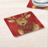 Vrolijk kerstrendiertje kartonnen onderzetters (Schuin)