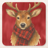 Vrolijk kerstrendiertje kartonnen onderzetters (Voorkant)