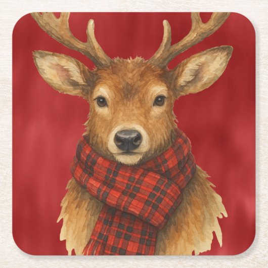 Vrolijk kerstrendiertje kartonnen onderzetters (Voorkant)