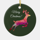 Vrolijk kerstrendiertje keramisch ornament (Voorkant)