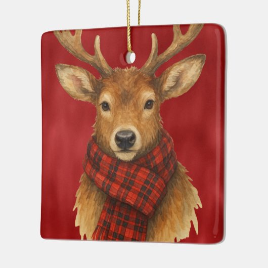 Vrolijk kerstrendiertje keramisch ornament (Links)