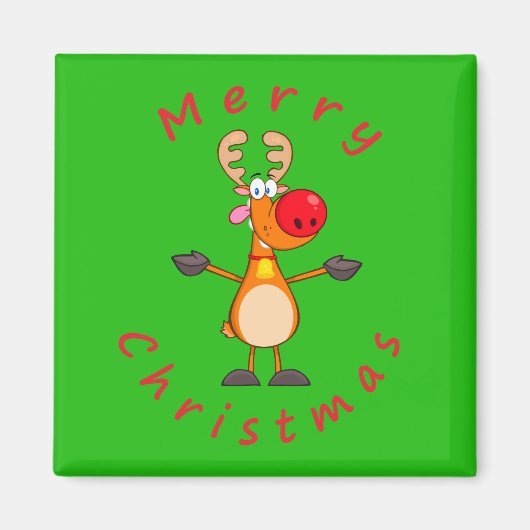 Vrolijk kerstrendiertje magneet (Voorkant)