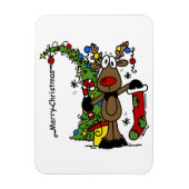 Vrolijk kerstrendiertje magneet (Verticaal)