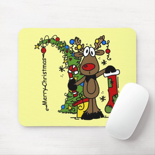 Vrolijk kerstrendiertje muismat (Met muis)