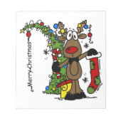 Vrolijk kerstrendiertje notitieblok (Voorkant)