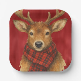 Vrolijk kerstrendiertje papieren bordje