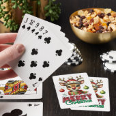 Vrolijk kerstrendiertje pokerkaarten (Insitu)