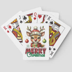 Vrolijk kerstrendiertje pokerkaarten