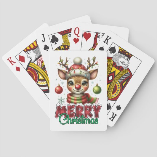 Vrolijk kerstrendiertje pokerkaarten (Achterkant)