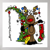 Vrolijk kerstrendiertje poster (Voorkant)