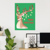 Vrolijk kerstrendiertje poster (Thuiskantoor)