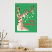 Vrolijk kerstrendiertje poster (Keuken)