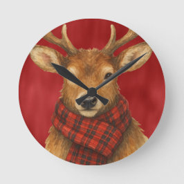 Vrolijk kerstrendiertje ronde klok