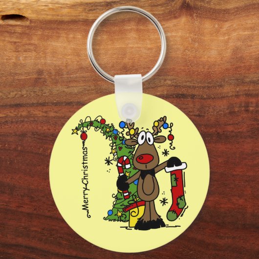Vrolijk kerstrendiertje sleutelhanger (Voorkant)