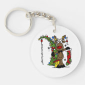 Vrolijk kerstrendiertje sleutelhanger (Voorkant)