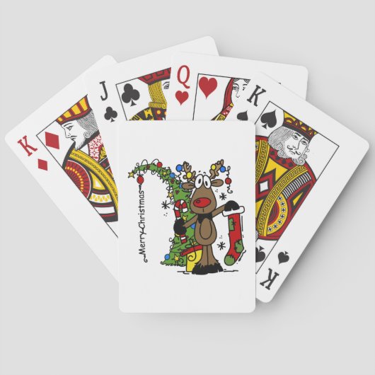 Vrolijk kerstrendiertje speelkaarten (Achterkant)