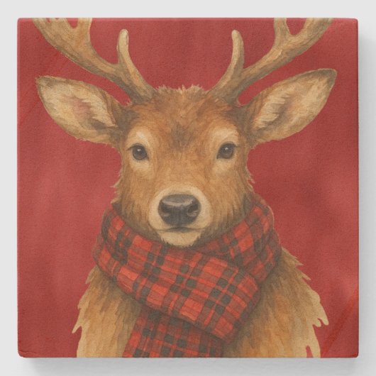 Vrolijk kerstrendiertje stenen onderzetter (Voorkant)