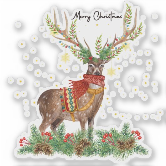 Vrolijk kerstrendiertje sticker (Voorkant)