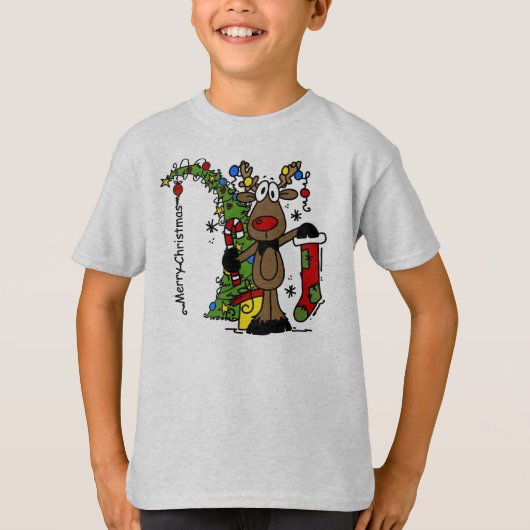 Vrolijk kerstrendiertje t-shirt (Voorkant)