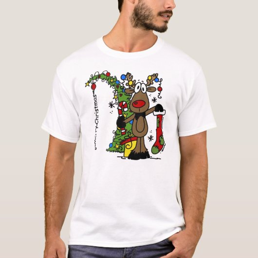 Vrolijk kerstrendiertje t-shirt (Voorkant)