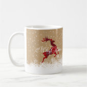 Vrolijk kerstrendiertje Tartan Red/Kraft ID590 Koffiemok (Links)