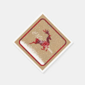 Vrolijk kerstrendiertje Tartan Red/Kraft ID590 Servet (Hoek)