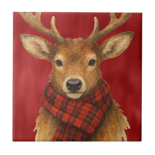 Vrolijk kerstrendiertje tegeltje (Voorkant)