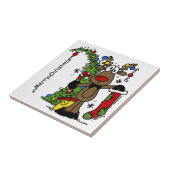 Vrolijk kerstrendiertje tegeltje (Zijkant)
