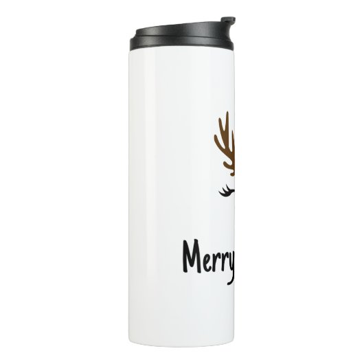 Vrolijk kerstrendiertje thermosbeker (Gedraaid links)