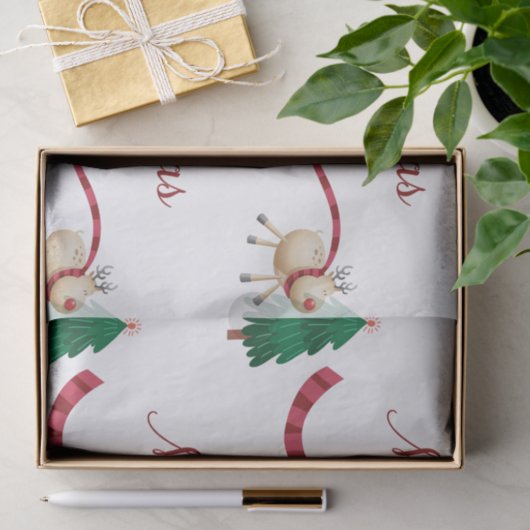 Vrolijk kerstrendiertje tissuepapier (Geschenk)